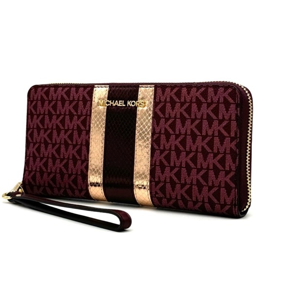 Michael Kors Large Continental Wallet Wristlet Ox Blood Multi - Picture 3 of 10